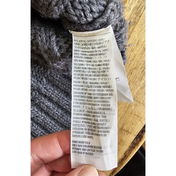 Abercrombie & Fitch Thick Cable-Knit Wool Blend Sweater Women's L Y2K Gray - Picture 11 of 11